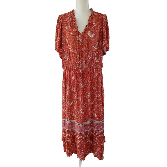 Knox Rose Dress XL Orange Floral Boho Cottagecore Festival Romantic Prairie NWT - Picture 1 of 10
